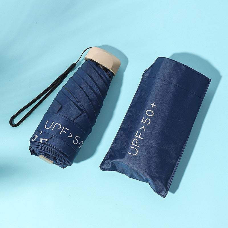 Upf50 + Flat 50% Umbrella Uv Sun Umbrella Ultra-light Small Folding Vinyl Umbrella Sunshade Anti-ultraviolet Umbrella Wholesale