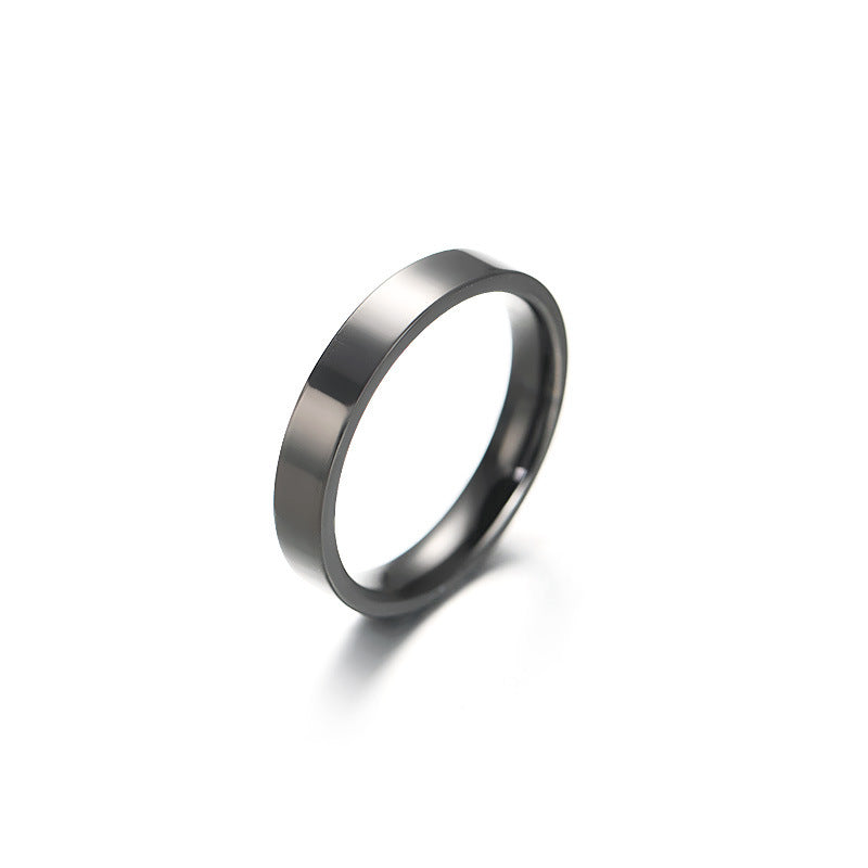 Hot-selling ring women's non-fading niche design 4mm bright surface, plain ring stainless steel jewelry couple ring