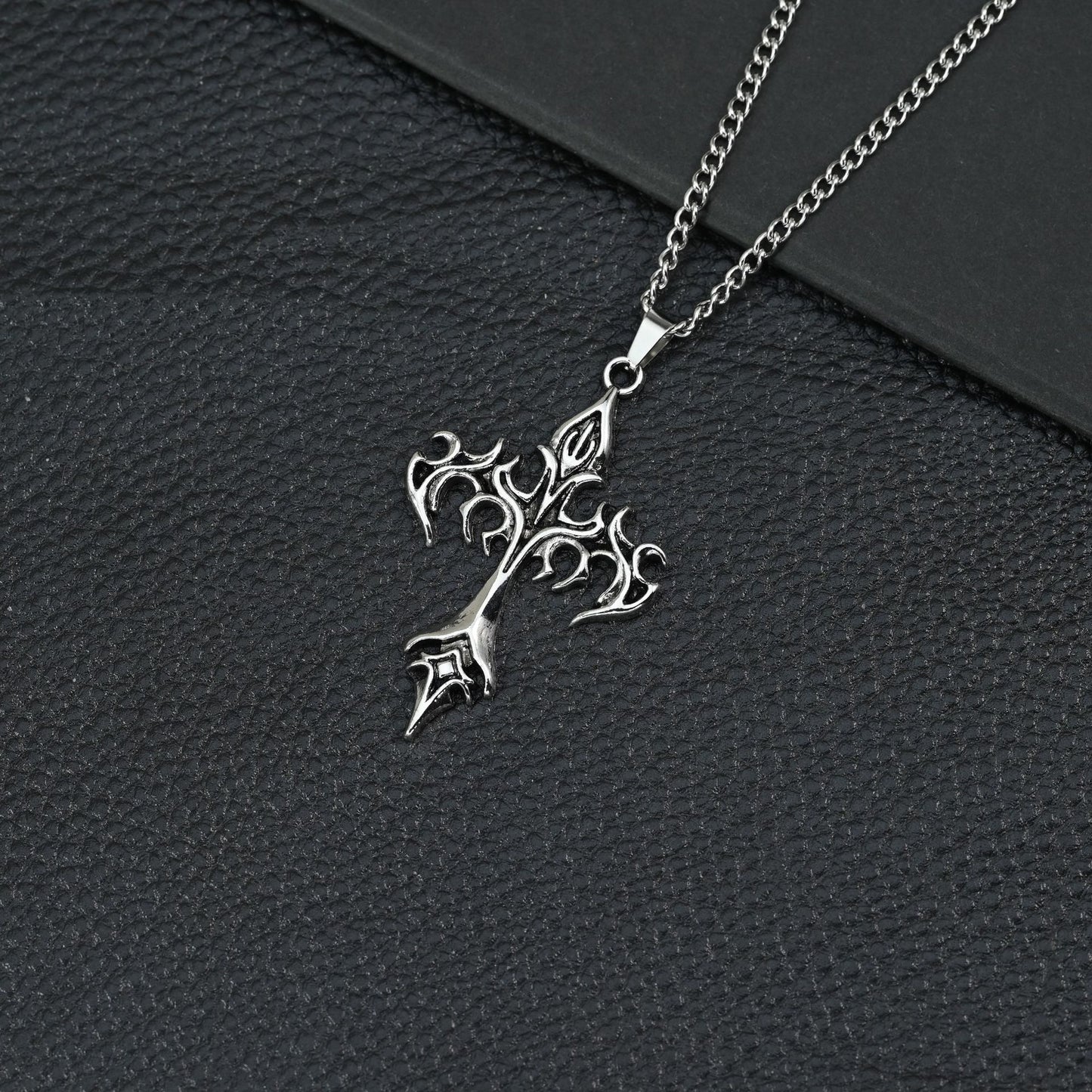 Hip Hop Necklace Jewelry Men's Popular Street Cross Personality Bouncing Alloy Pendant Sweater Chain Wholesale