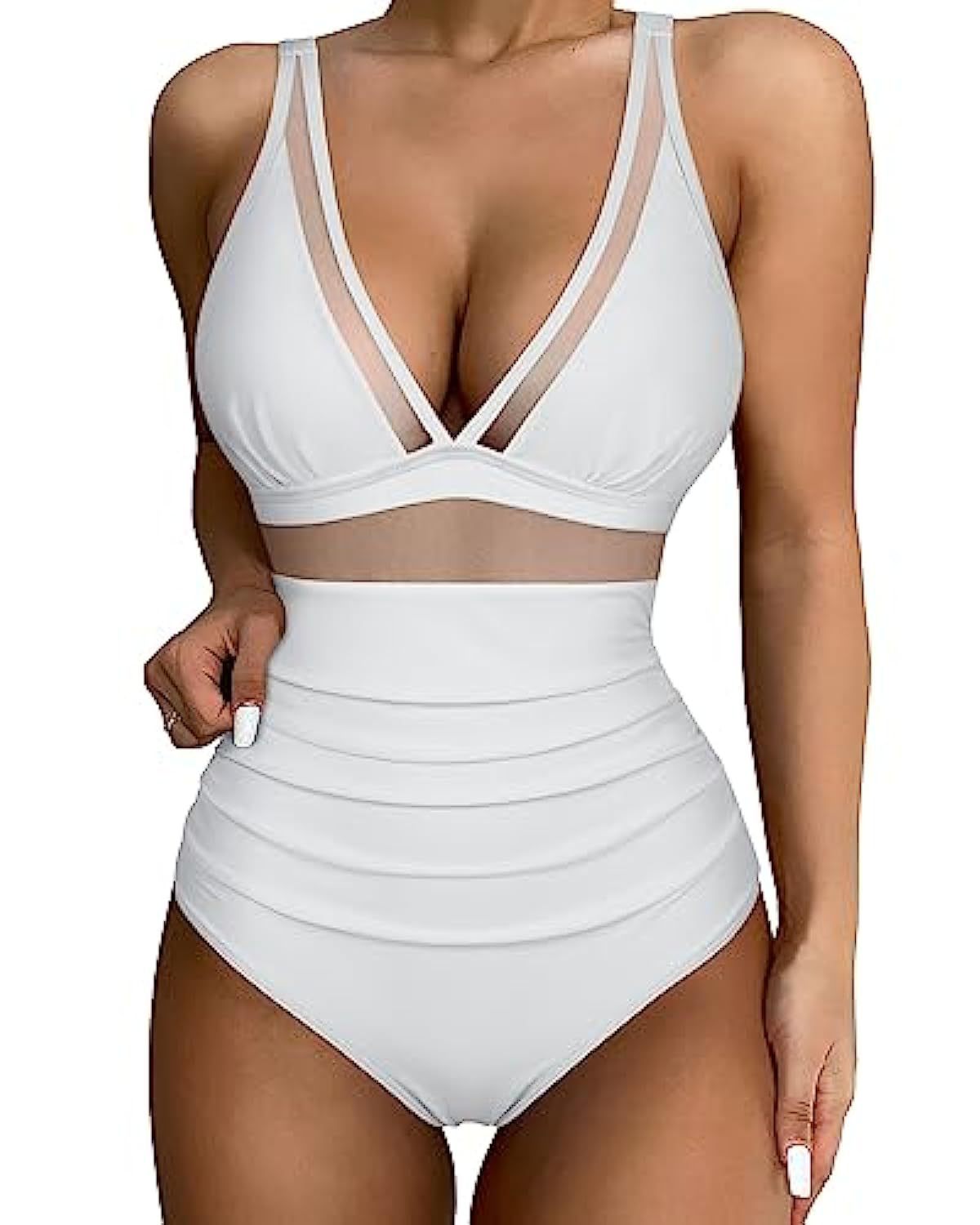 New European and American Foreign Trade Cross-border High-waisted One-piece Swimsuit Women's Tight and Sexy Amazon Hollow Popular Spot Swimsuit
