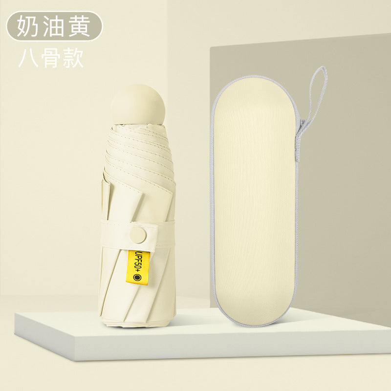 Ultra-light Umbrella Folding Sunshade Sun Umbrella Men's and Women's Foldable Souvenir Gift Capsule Box Promotional Umbrella