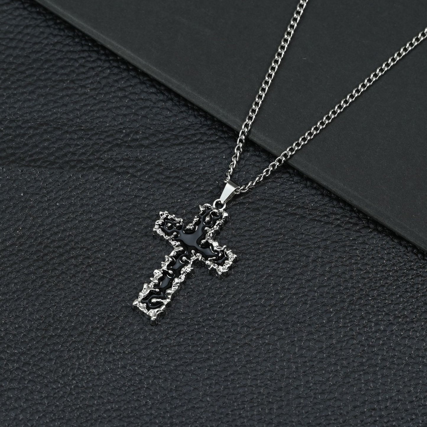 Hip Hop Necklace Jewelry Men's Popular Street Cross Personality Bouncing Alloy Pendant Sweater Chain Wholesale