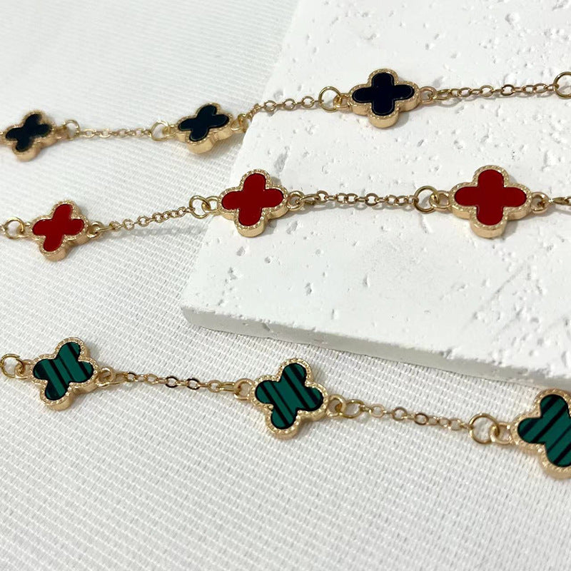 Europe and The United States Popular Fashion Simple Lucky Four-leaf Clover Bracelet, Personalized Light Luxury Versatile Fritillary Jewelry