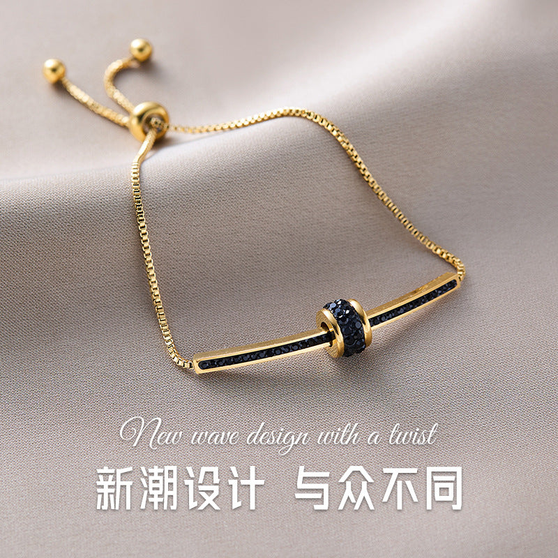 Warm Jian Does Not Fade Cross-border Hot-selling Titanium Steel Bracelet Women's Five-leaf Clover with Diamonds Ins Wind Personality 18K Vacuum Plating