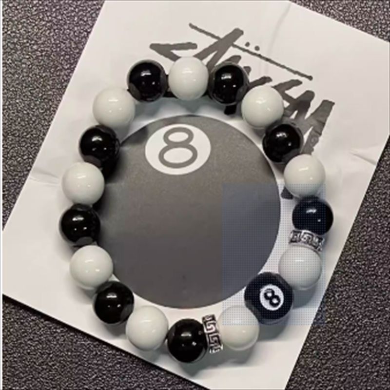 Popular Billiard Black Eight Bracelet Men's Versatile Non-fading Bracelet Super Fairy Couple Men's and Women's Beaded Jewelry