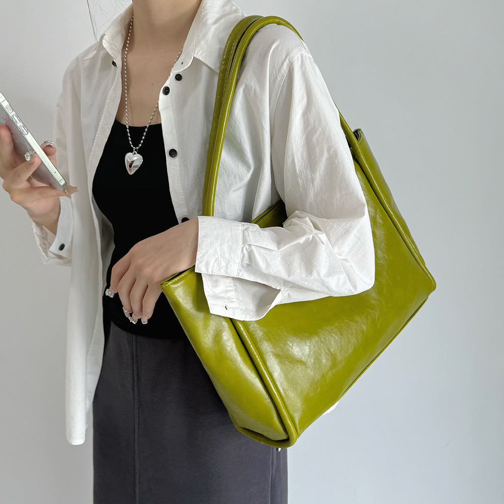Foreign Trade Cross-border Bag Women's New Hand-held Shoulder Large-capacity Versatile Leisure Underarm Bag Commuter Campus Tote Bag