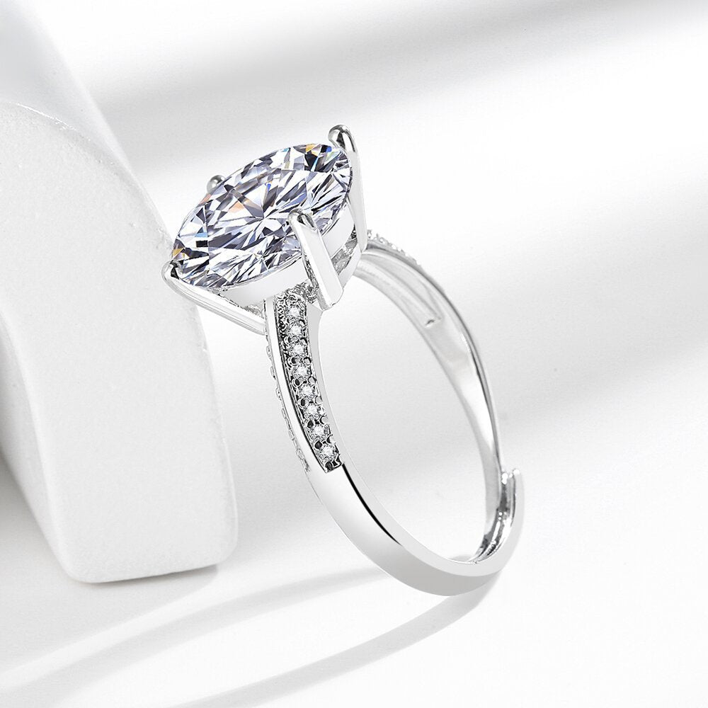 Hot Selling 5 Carat Eight Hearts Eight Arrows Platinum Plated Ring Ladies Ring Imitation Silver Ring Wholesale