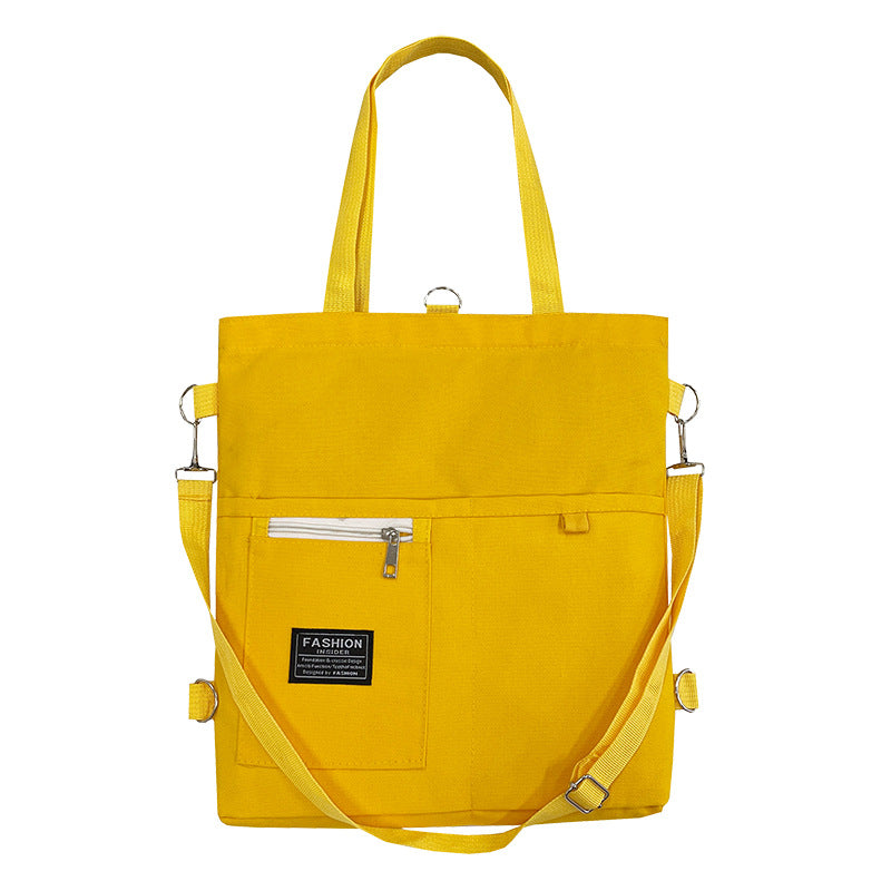 Ins Canvas Bag Female Student Korean Version Messenger Bag Large Capacity Fashion Versatile Single Shoulder Portable Tutoring Bag Double Shoulder Back