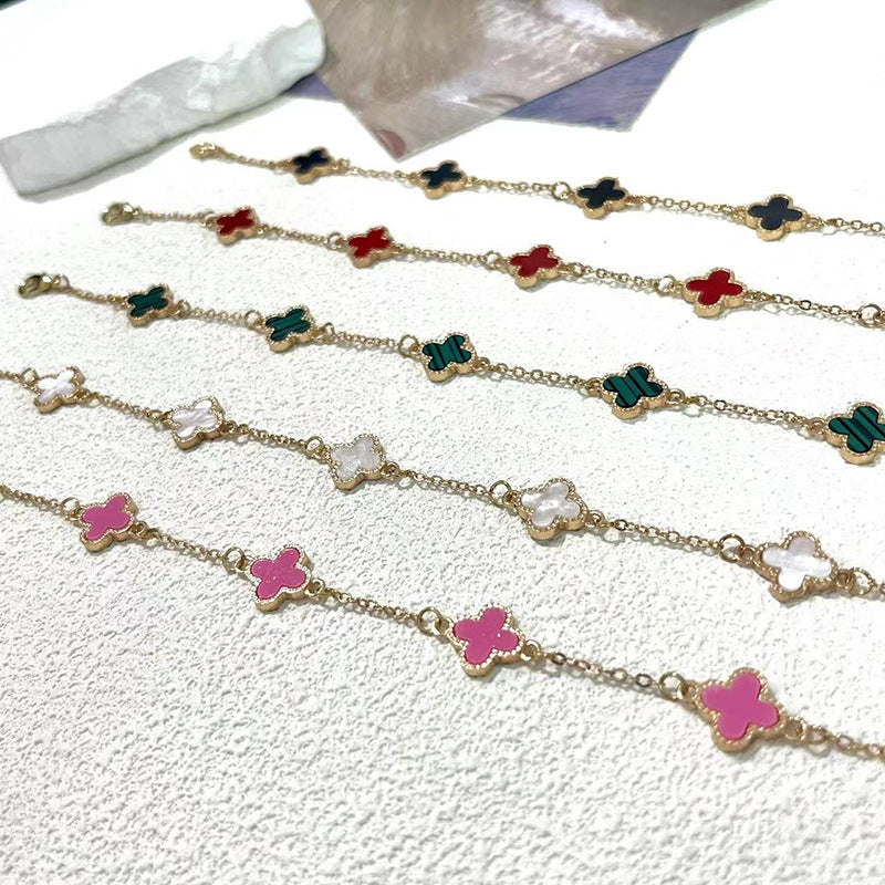 Europe and The United States Popular Fashion Simple Lucky Four-leaf Clover Bracelet, Personalized Light Luxury Versatile Fritillary Jewelry