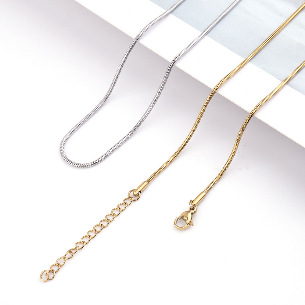 Europe and The United States Popular Stainless Steel Round Snake Chain Snake Bone Chain Spring Titanium Steel Necklace Simple Personality Clavicle Chain New Wholesale