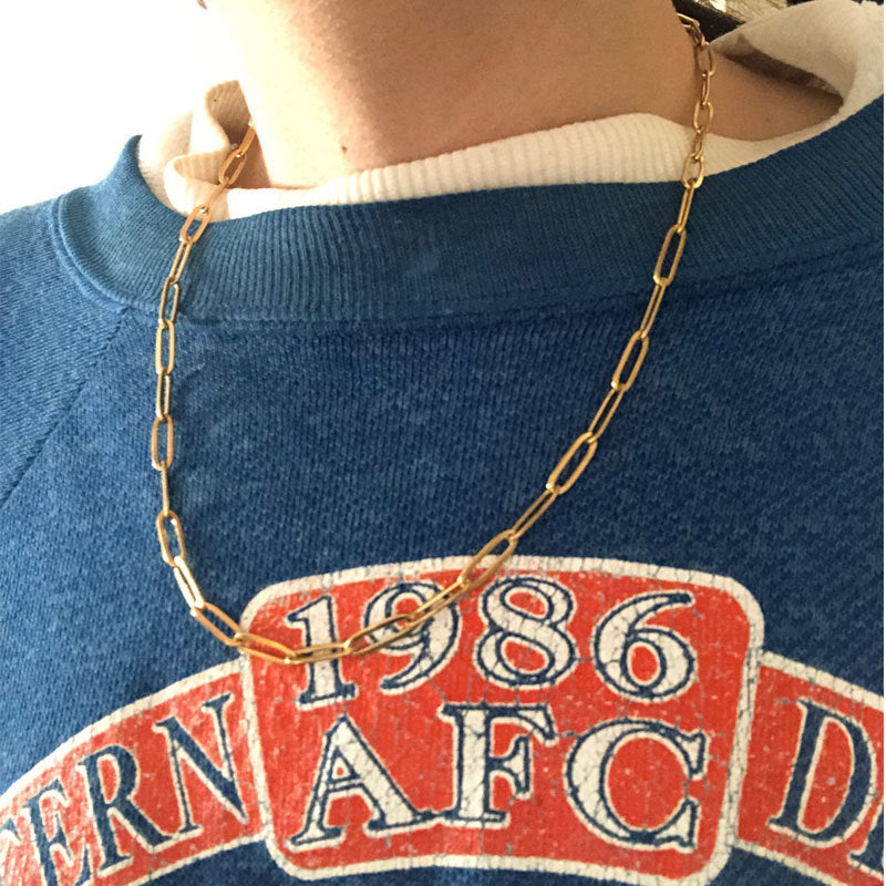 Hot-selling Paperclip Thick Chain Necklace Unisex, Hip-hop Punk Simple Neck Chain Collarbone Chain Wholesale