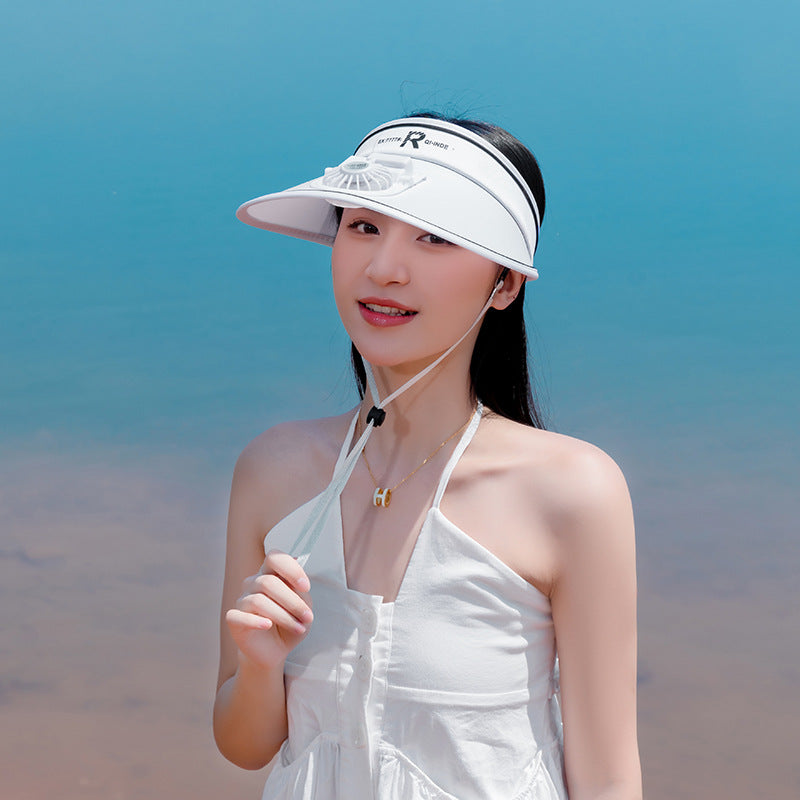 Summer Hat Empty Top Sunshade Fan Hat Travel Outdoor Sun Hat Women's Charging Big Edge Sunshade Hat Wholesale Hat