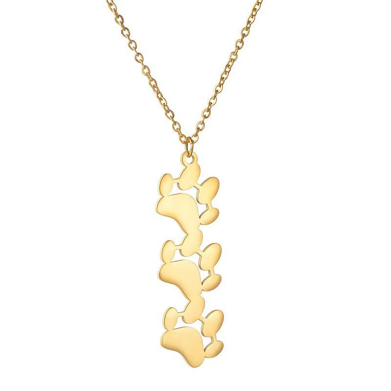 Hot-selling European and American Pet Design Sense Footprint Necklace Personalized Stainless Steel Private Customizable Name Pendant