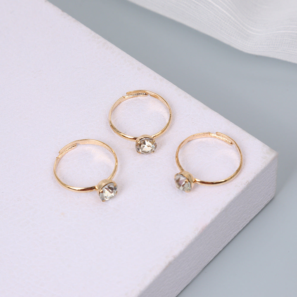 Hot-selling Jewelry Diamond Ring Foreign Trade Simple and Fashionable Living Square Claw Diamond Ring Exquisite Gift Ring