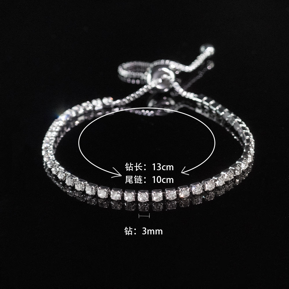 Cross-border Explosive Zircon Tennis Bracelet Adjustable Full Diamond Bracelet Light Luxury High-end Women's Bracelet Jewelry Women