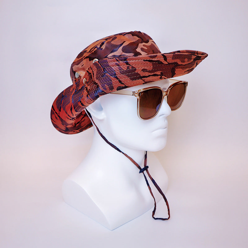 Big Eaves Camouflage Visor Custom Logo Printing Embroidery Spot Outdoor Fishing Climbing Bucket Hat Men's Polyester Material