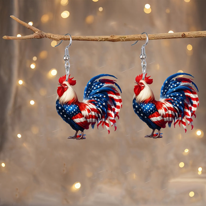 Acrylic Earrings 2025 American Flag Independence Day Flat Party Hot Sale Acrylic Chicken Earrings Earrings