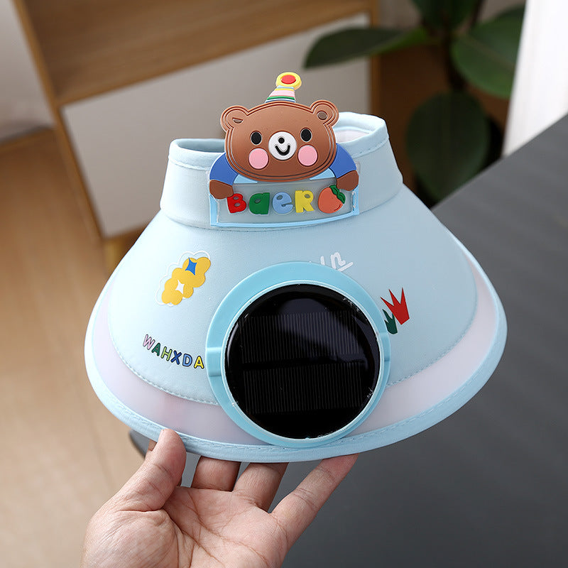 Hot selling Animal Children's Sunscreen Cap Solar Rechargeable Cap New UV Protection Empty Top Sun Hat with Fan