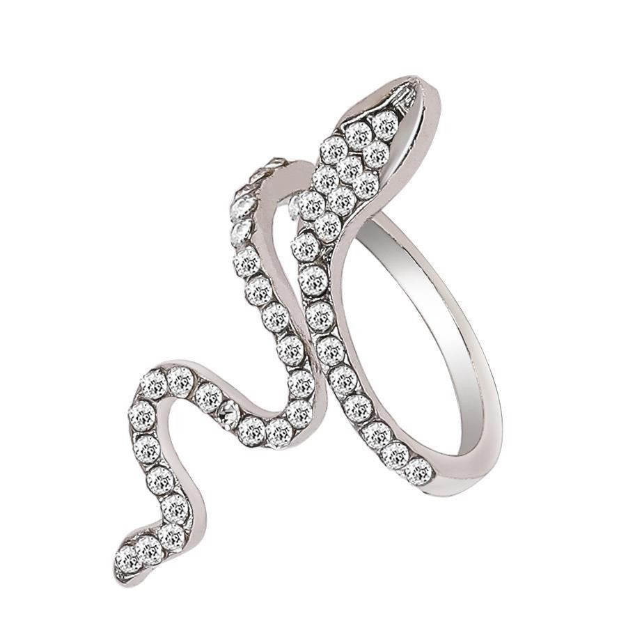 Hot-selling Micro-inlaid Zircon Wrapped Snake Ring Women's Niche Design Sense Fashion Personality Index Finger Ring