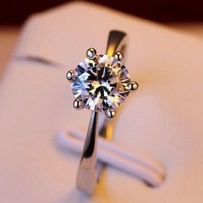 Korean Version of The Explosion, Six-claw 1-carat Simulated Diamond Ring, Open Ring, Female Wedding Proposal, Couple's Ring, Wedding Ring Wholesale