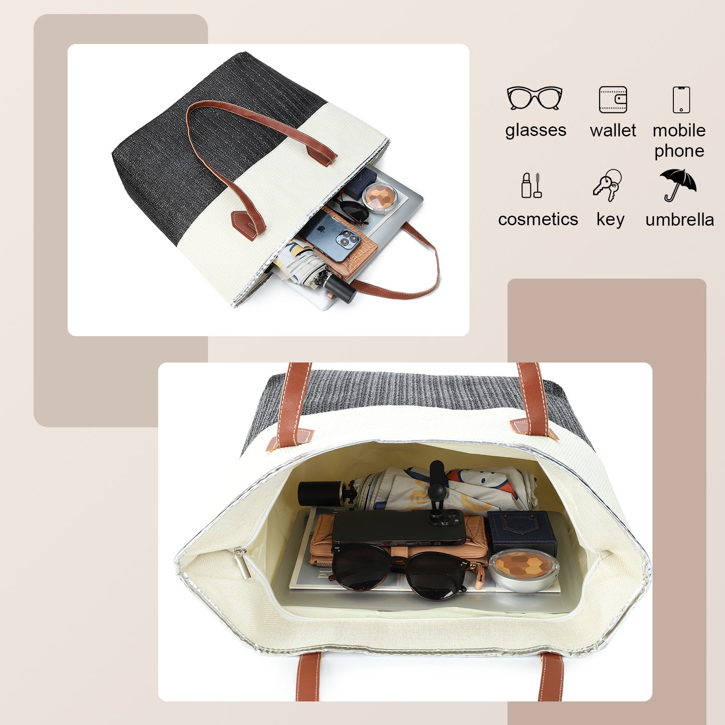 New Cross-border Beach Bag Striped, Foreign Trade Leisure Bag Amazon Armpit Bag Women's Shoulder Bag Women's Canvas Bag
