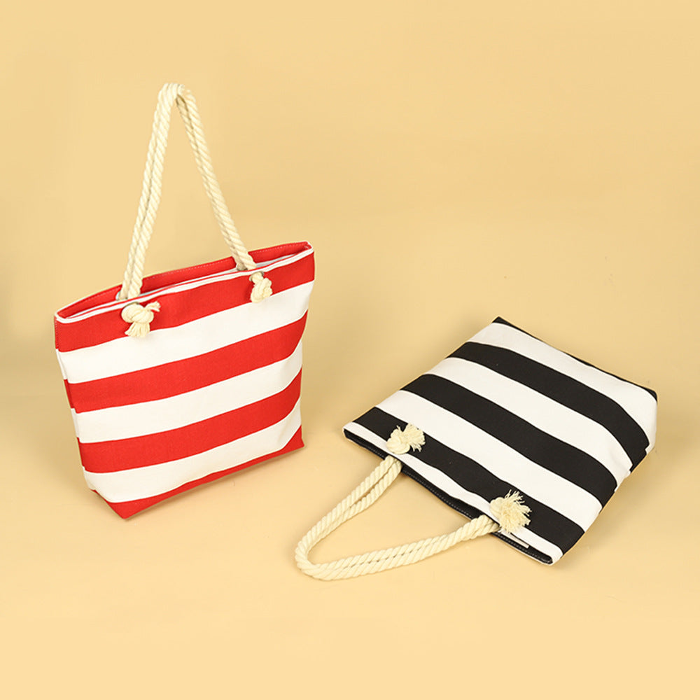 New Cross-border Beach Bag Striped, Foreign Trade Leisure Bag Amazon Armpit Bag Women's Shoulder Bag Women's Canvas Bag