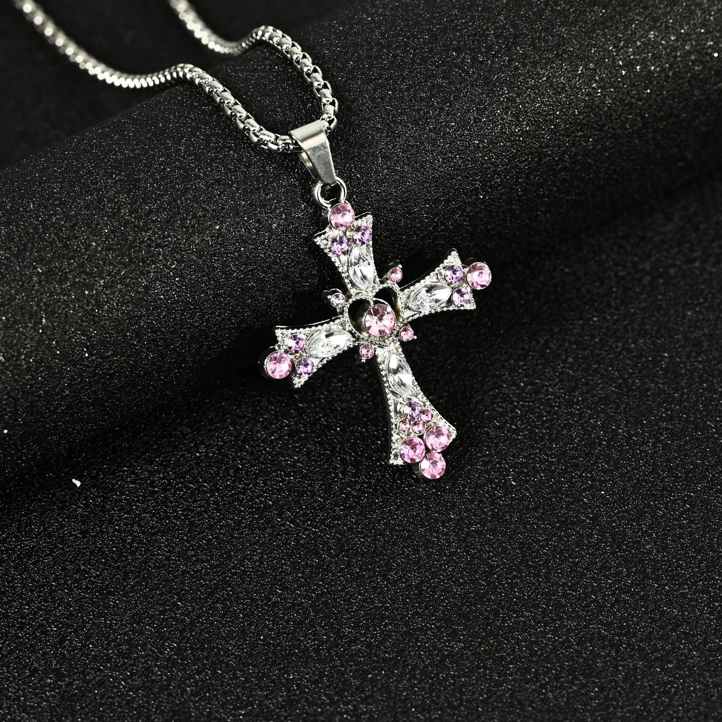 Hip Hop Necklace Jewelry Men's Popular Street Cross Personality Bouncing Alloy Pendant Sweater Chain Wholesale