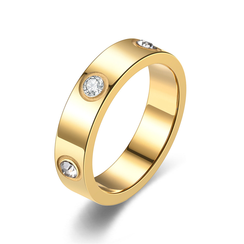 European and American Fashion New Internet Celebrity Hot-selling Style Smooth Diamond Ring Cross-border Exclusive Source Manufacturers
