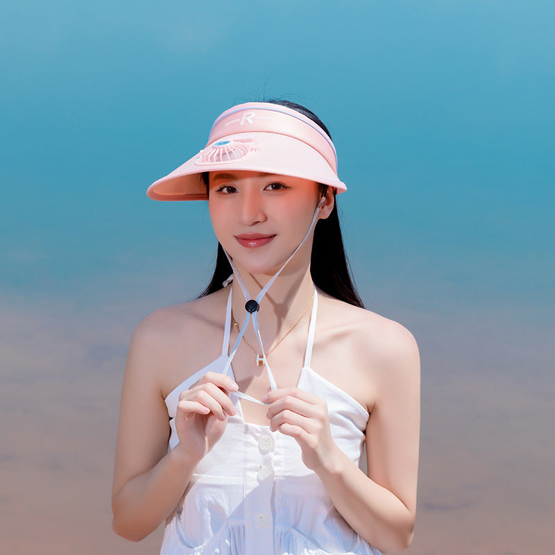 Summer Hat Empty Top Sunshade Fan Hat Travel Outdoor Sun Hat Women's Charging Big Edge Sunshade Hat Wholesale Hat