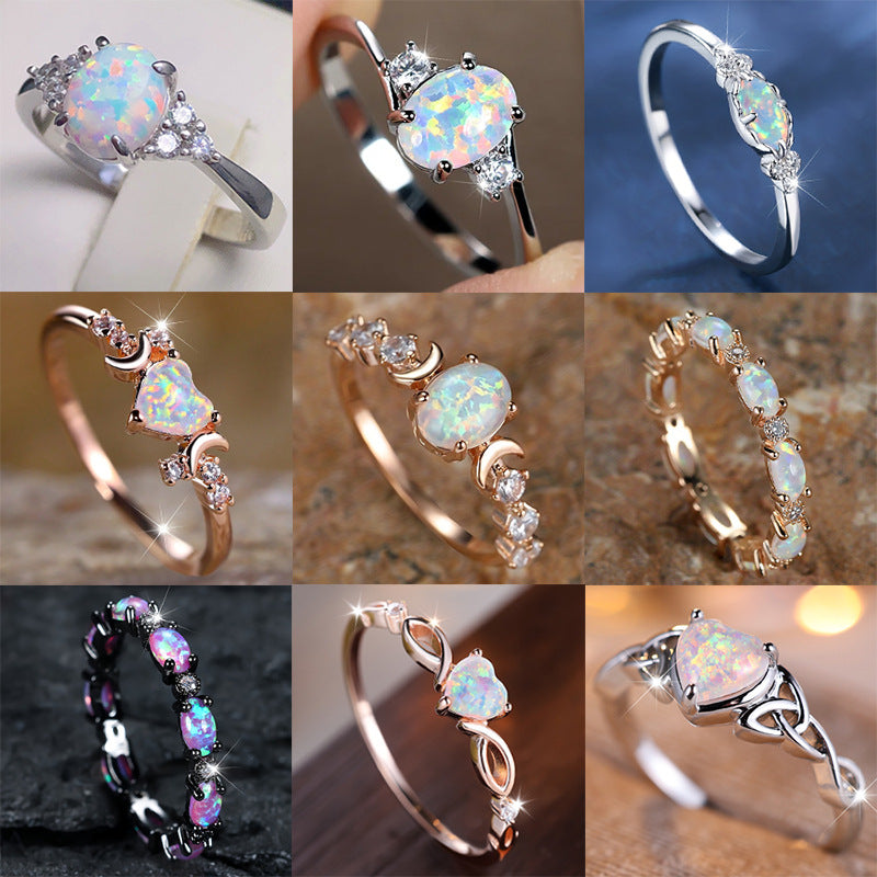 Ring Popular Hot Selling European and American Rings Female Opal Ring Wholesale