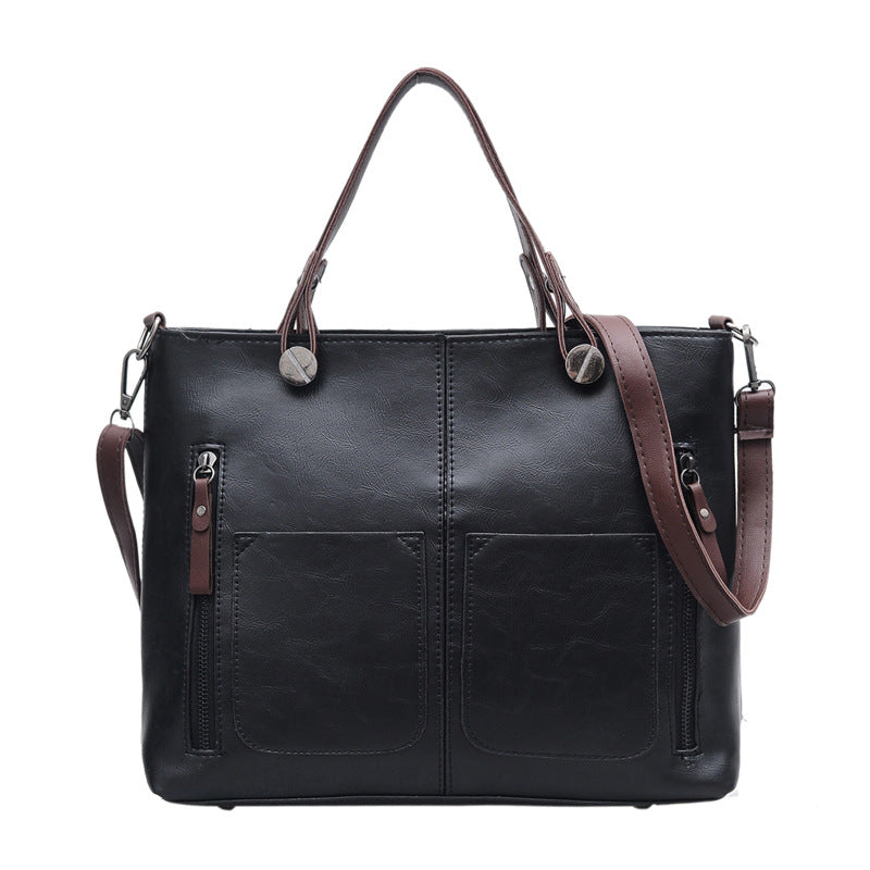 European and American Foreign Trade New Women's Bags Large Bags Simple and Fashionable Women's Handbags Retro Shoulder Messenger Bags