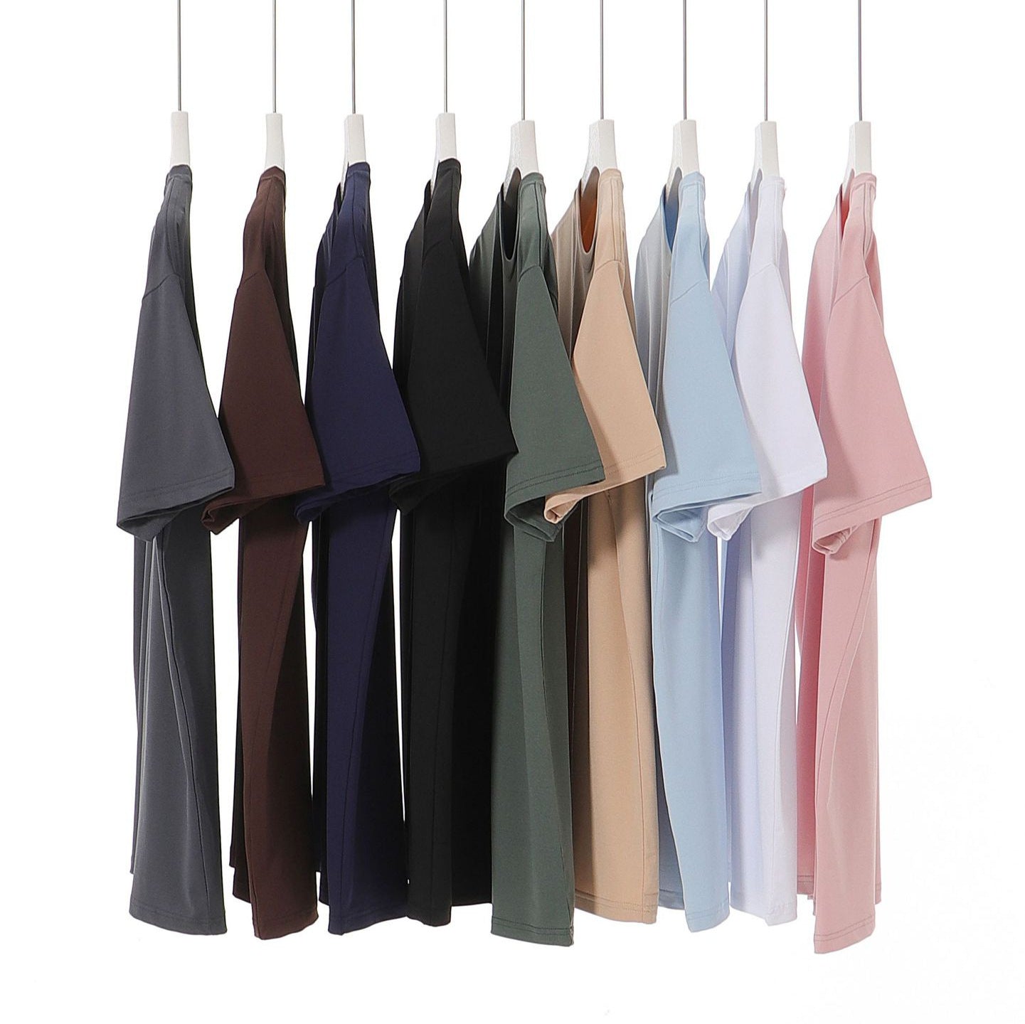 Cross-border Special European Size Quick-drying Round Neck Short-sleeved T-shirt for Men and Women Foreign Trade TikTok Polyester Ammonia Elastic Short T Wholesale