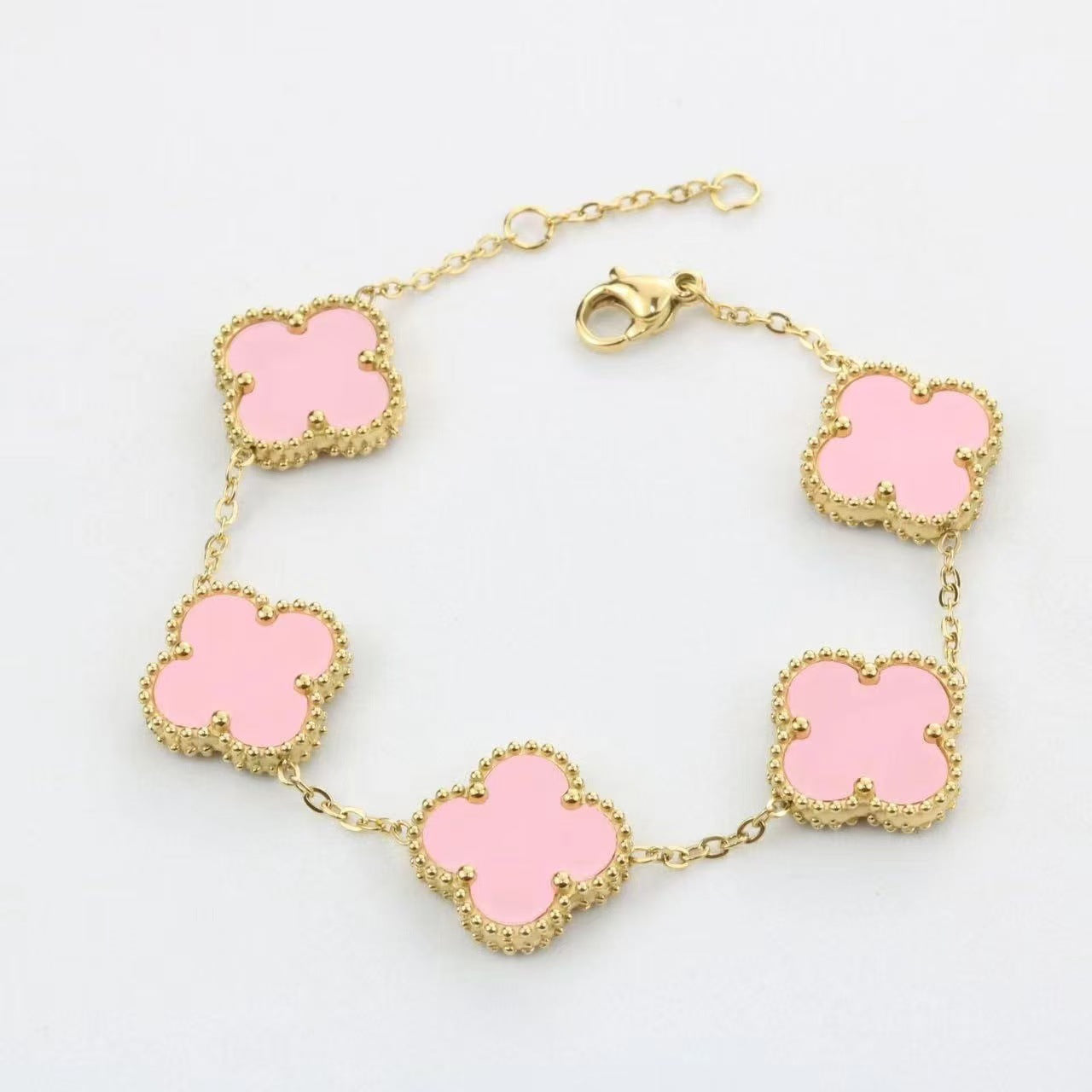 Popular 15MM Four-leaf Clover Bracelet Stainless Steel 18K Gold Five-flower Four-leaf Clover Double-sided Fritillary Fashionable Versatile Bracelet