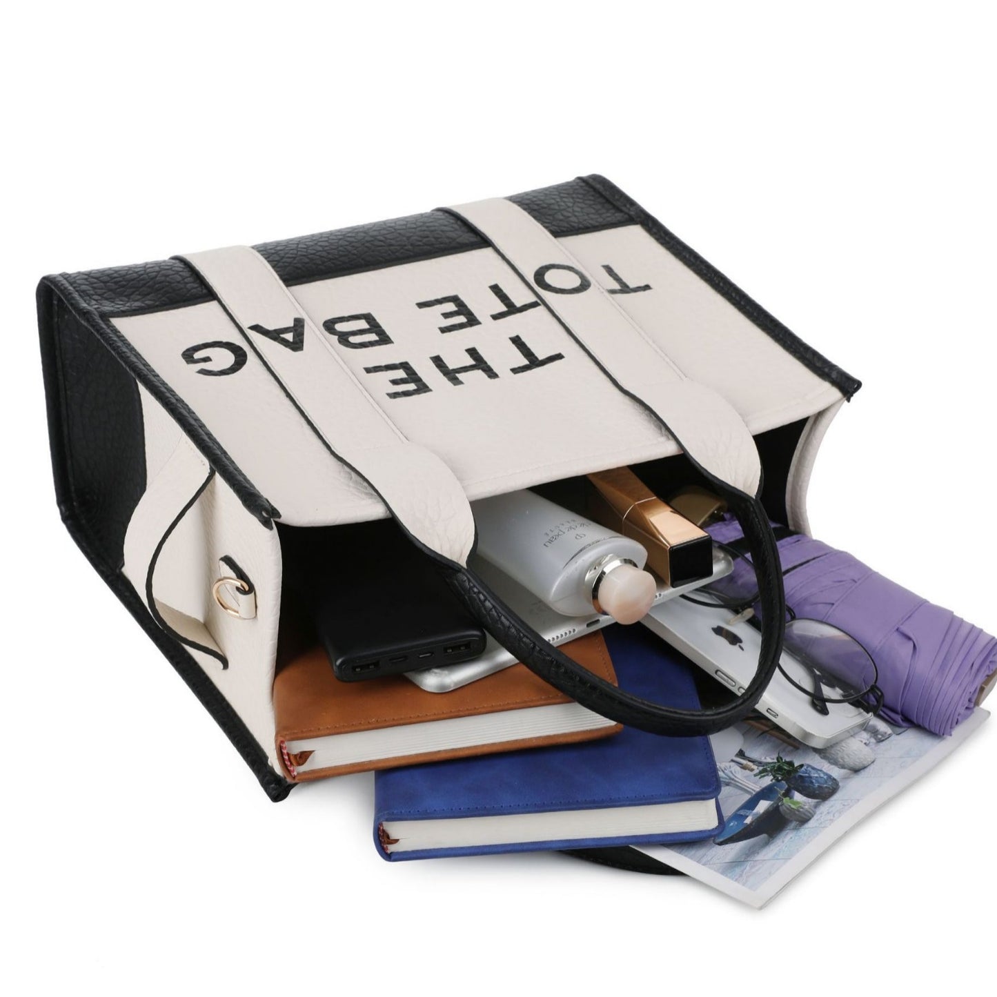 Foreign Trade Cross-border Double-color PU Letter Tote Bag, Fashionable and Versatile Women's Shoulder Messenger Bag Going Out Handbag
