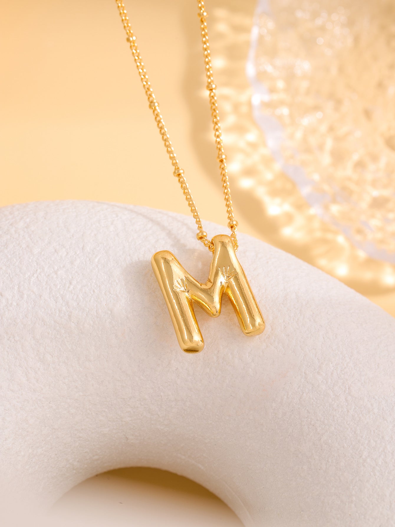 Hot-selling Balloon Glossy Letter Necklace Chubby Pendant European and American Fashion Simple Collarbone Chain