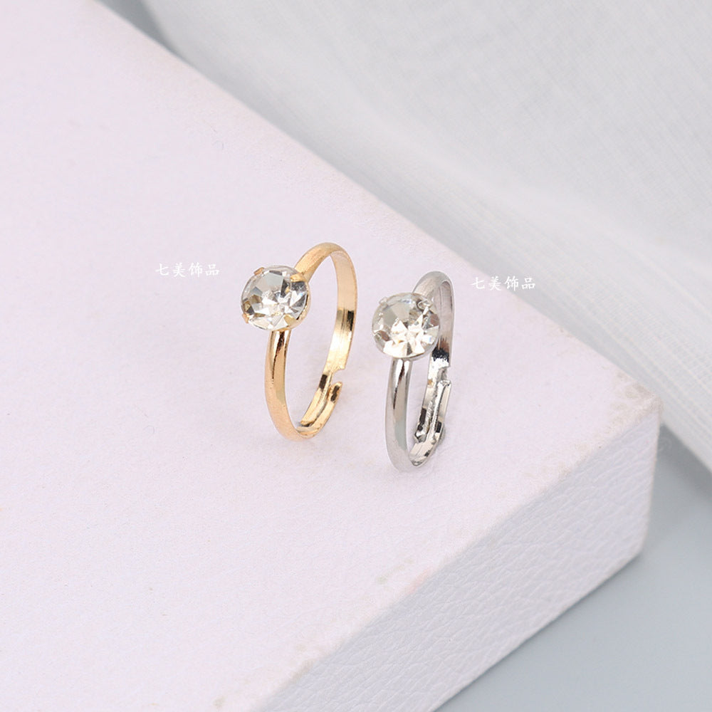 Hot-selling Jewelry Diamond Ring Foreign Trade Simple and Fashionable Living Square Claw Diamond Ring Exquisite Gift Ring