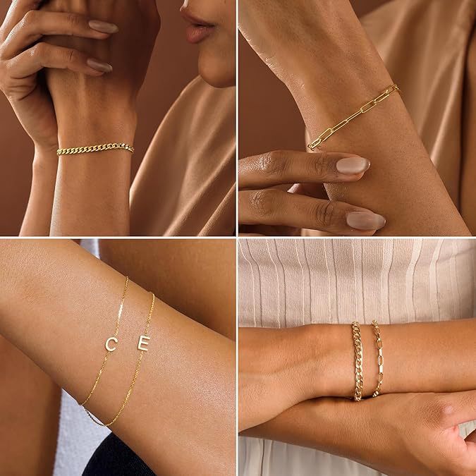 New Fashion Versatile 26-letter Bracelet Set, Plated with 14K Gold Light Luxury Stackable Bracelet Jewelry Women