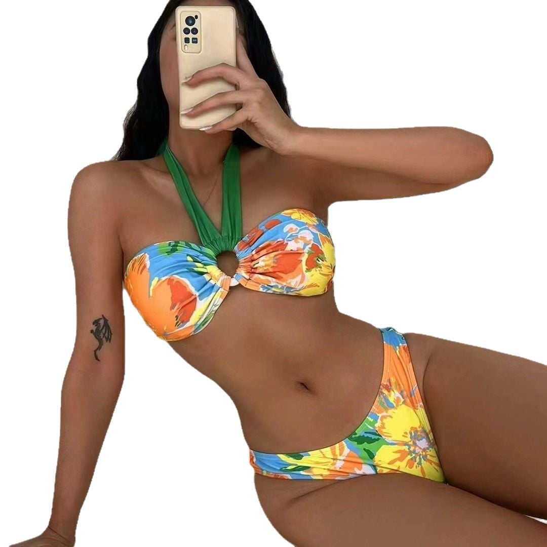 Shein Foreign Trade Split One-piece Swimsuit Women's Sexy Suit Supply European and American Hot Girls Bikini Stock Wholesale