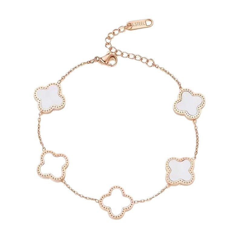 Europe and The United States Popular Fashion Simple Lucky Four-leaf Clover Bracelet, Personalized Light Luxury Versatile Fritillary Jewelry