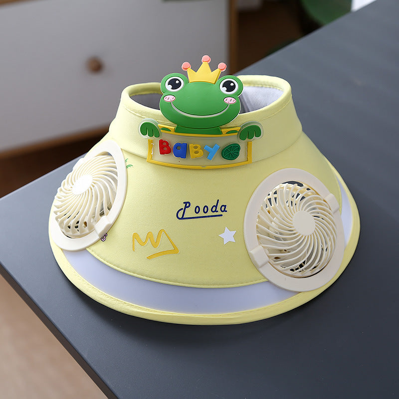 Hot selling Animal Children's Sunscreen Cap Solar Rechargeable Cap New UV Protection Empty Top Sun Hat with Fan