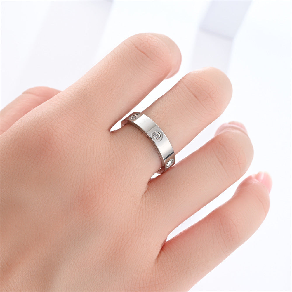European and American Fashion New Internet Celebrity Hot-selling Style Smooth Diamond Ring Cross-border Exclusive Source Manufacturers
