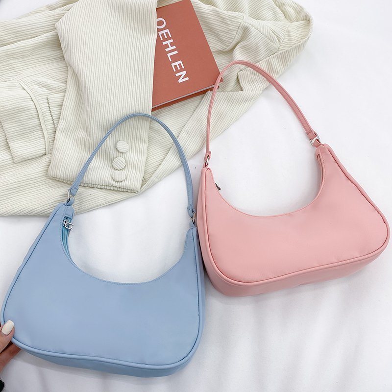 Nylon Messenger Bag Women's New Trendy Dumpling Bag Lightweight Small Satchel Underarm Bag Solid Color Shoulder Women's Bag