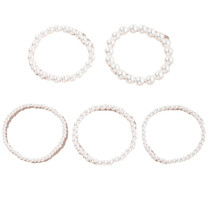 XP17 Cross-border Hot-selling Imitation Pearl Beaded Bracelet Women's 4/6/8/10/14MM Elastic Rope Bracelet Hand Jewelry