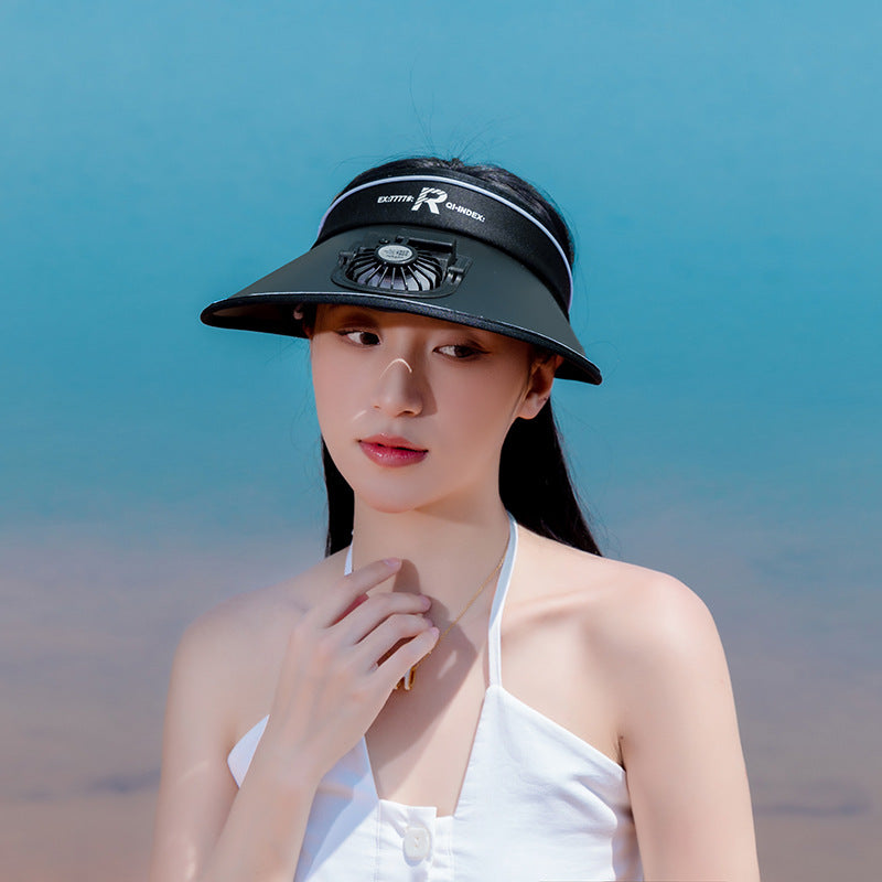 Summer Hat Empty Top Sunshade Fan Hat Travel Outdoor Sun Hat Women's Charging Big Edge Sunshade Hat Wholesale Hat