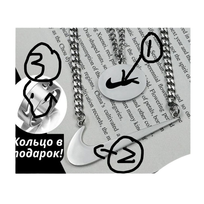XP17 New Ins Internet Celebrity Titanium Steel Dance Hip Hop Hiphop Hook Necklace Harajuku Double Tick Couple