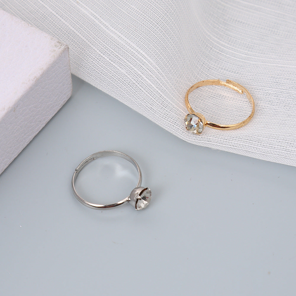 Hot-selling Jewelry Diamond Ring Foreign Trade Simple and Fashionable Living Square Claw Diamond Ring Exquisite Gift Ring