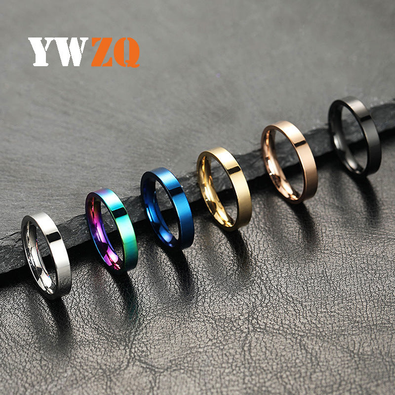 Hot-selling ring women's non-fading niche design 4mm bright surface, plain ring stainless steel jewelry couple ring