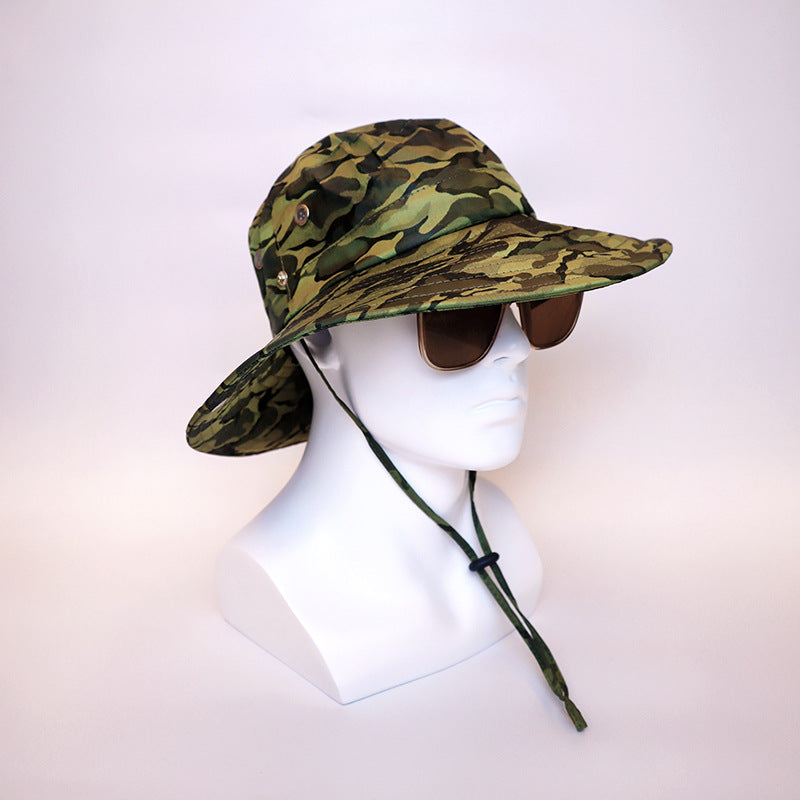 Big Eaves Camouflage Visor Custom Logo Printing Embroidery Spot Outdoor Fishing Climbing Bucket Hat Men's Polyester Material