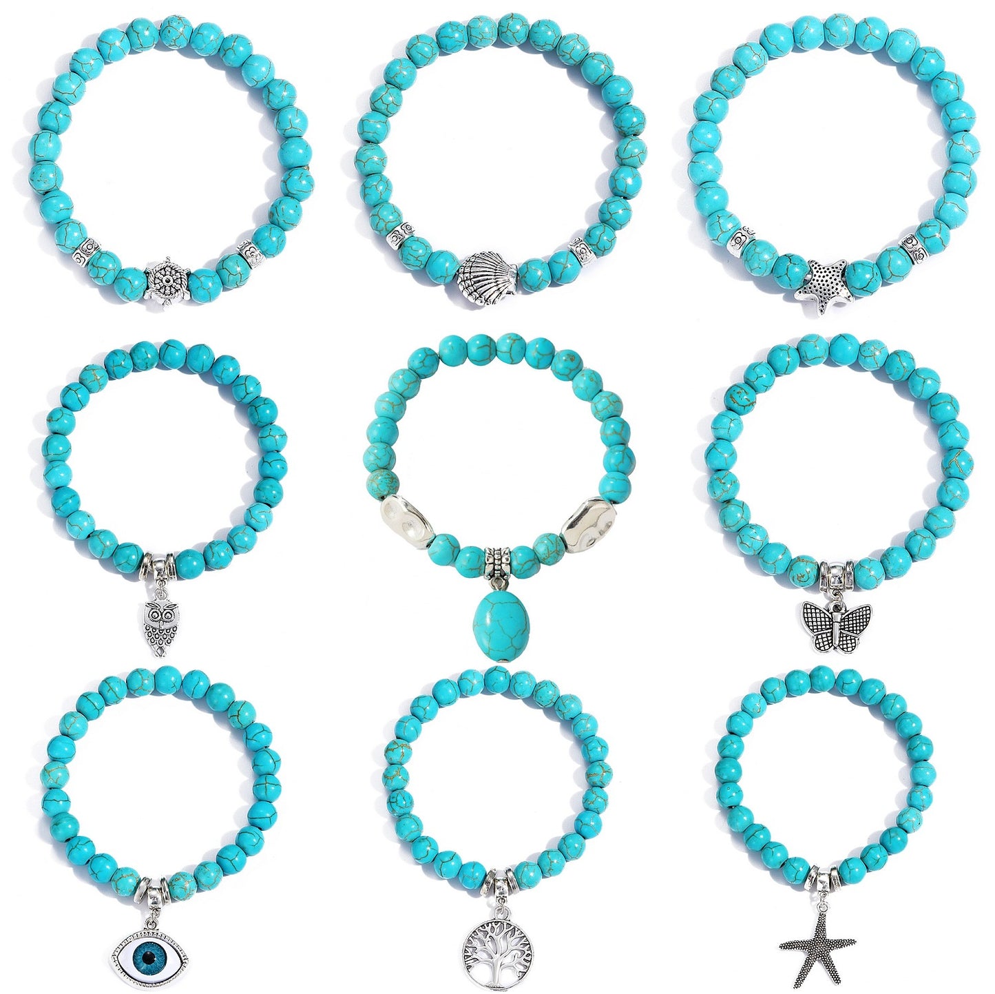 Special Foreign Trade Europe and The United States Popular Beaded Bracelet Women's Set Bohemian Ethnic Style Turquoise Bracelet