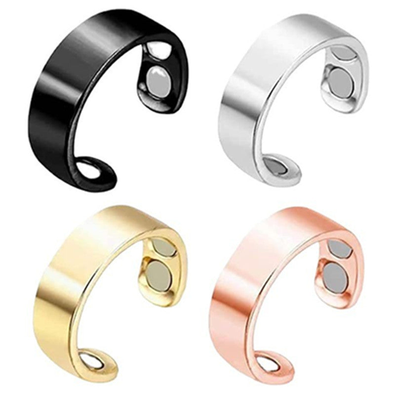 Amazon Popular, European and American Anti-snoring Ring Men's and Women's Dual Magnetic, Magnetic Therapy Health Care Opening Ring Magnet Ring